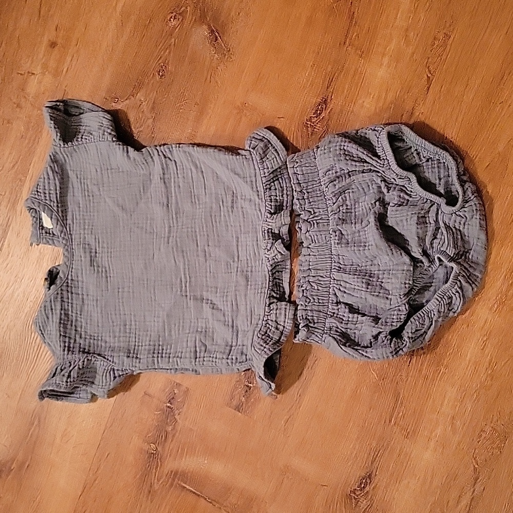 Gray/blue muslin matching set
